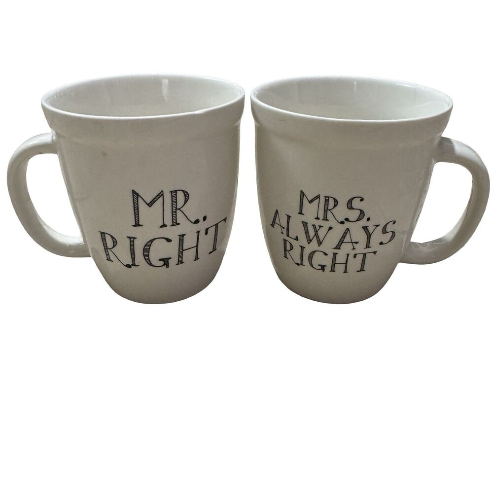 Mr Right & Mrs Always Right Coffee Tea Mugs Set of 2 Natural Life Wedding Gift